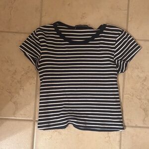 Brandy Melville Navy and White Striped Tee